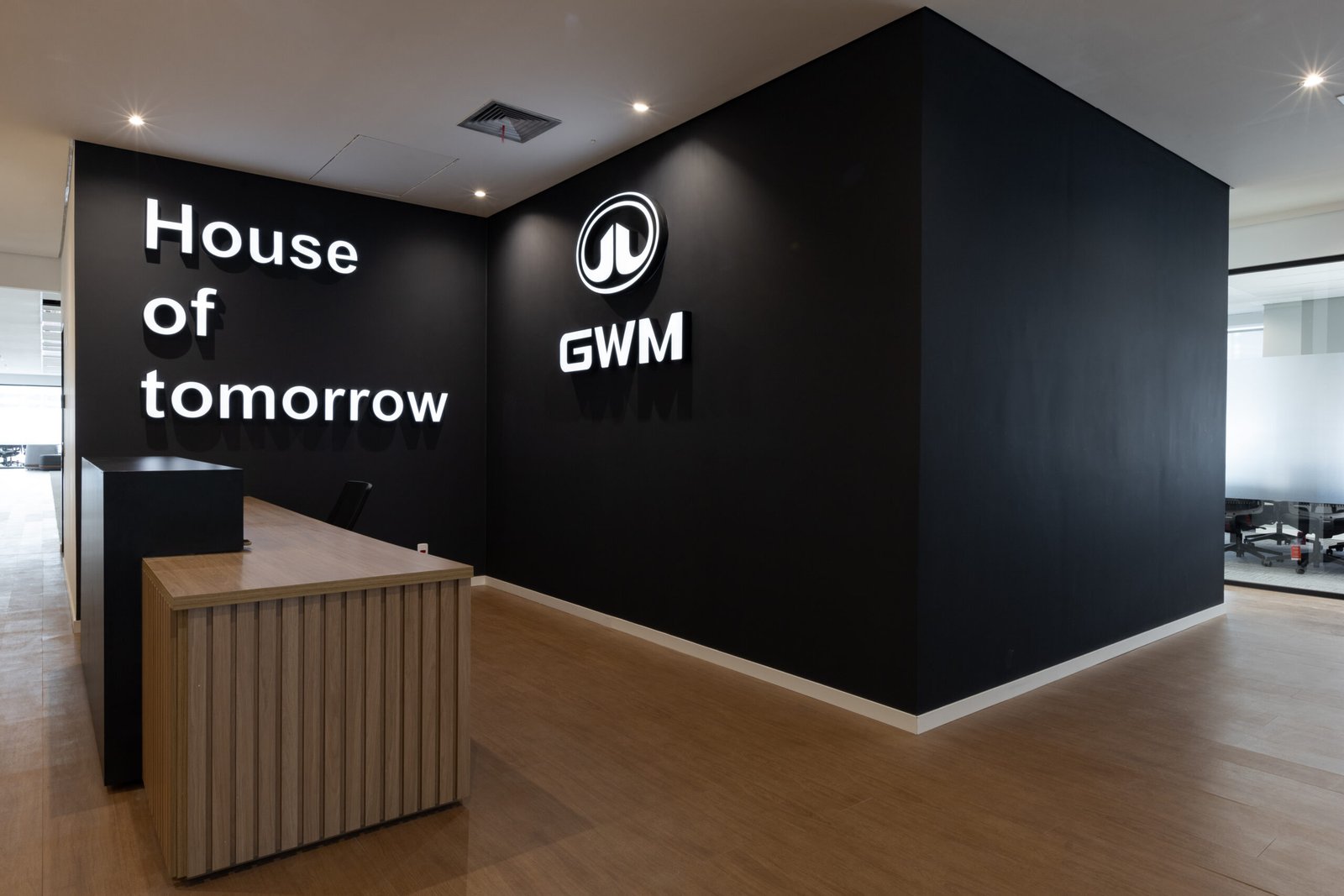 Escritório da GWM em São Paulo, projeto de arquitetura corporativa da Proh